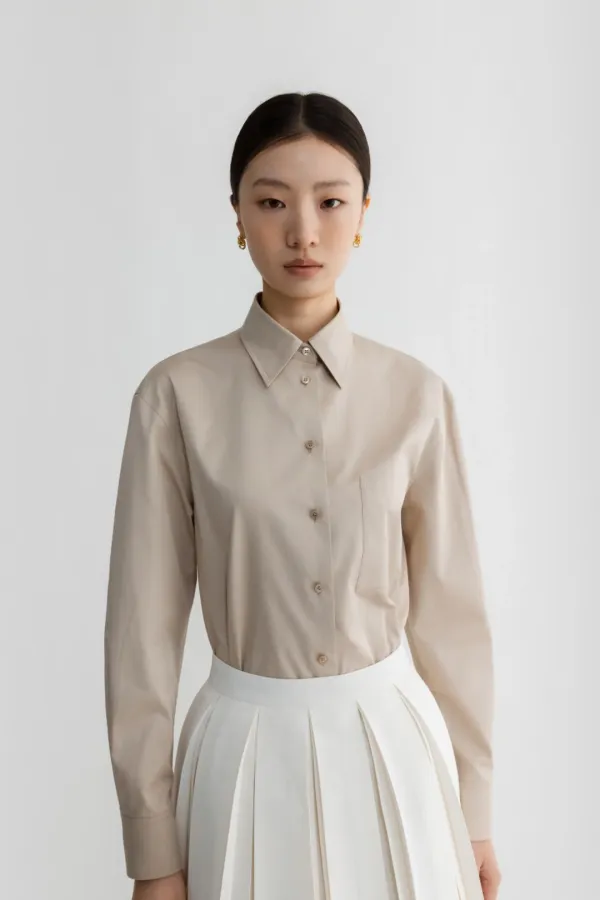 COTTON TAILORED SHIRTS - BEIGE