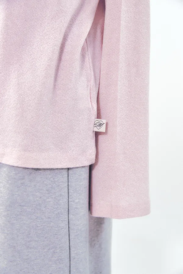 Knit Tie Long Sleeve Set Pink