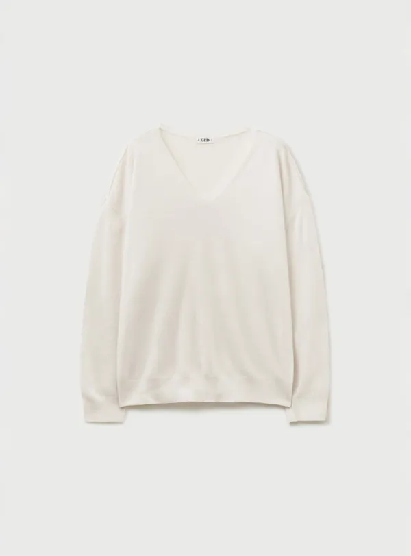 CASHMERE V-NECK KNIT - IVORY