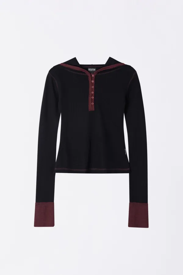 Heather Hoodie Tee Black