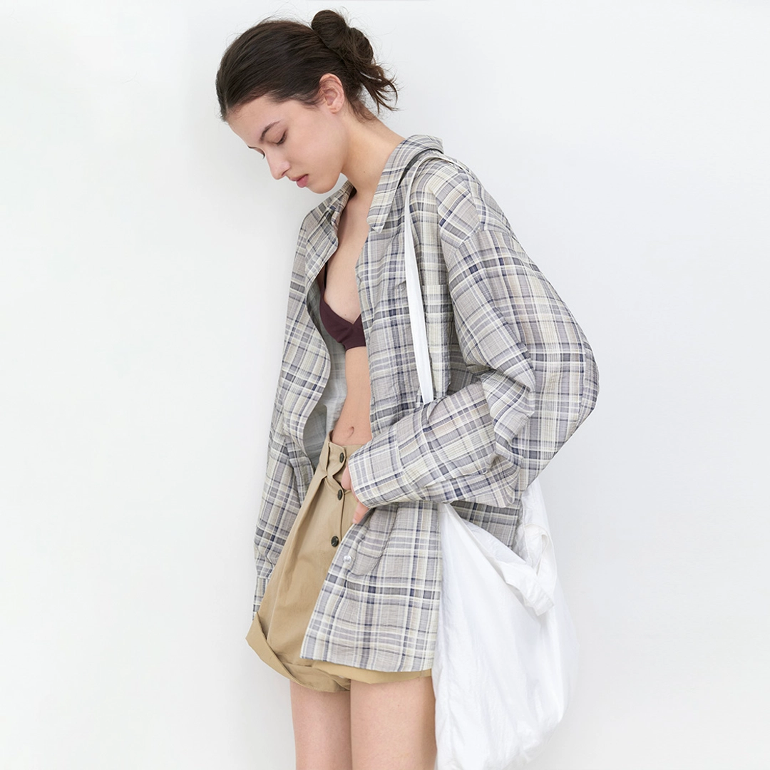 아뜰리에 나인 (BL-4414)FOG CHECK OVERSIZED SHIRT 상품 이미지 2