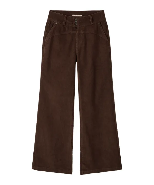 Velvet Corduroy Bootcut Pants-Brown