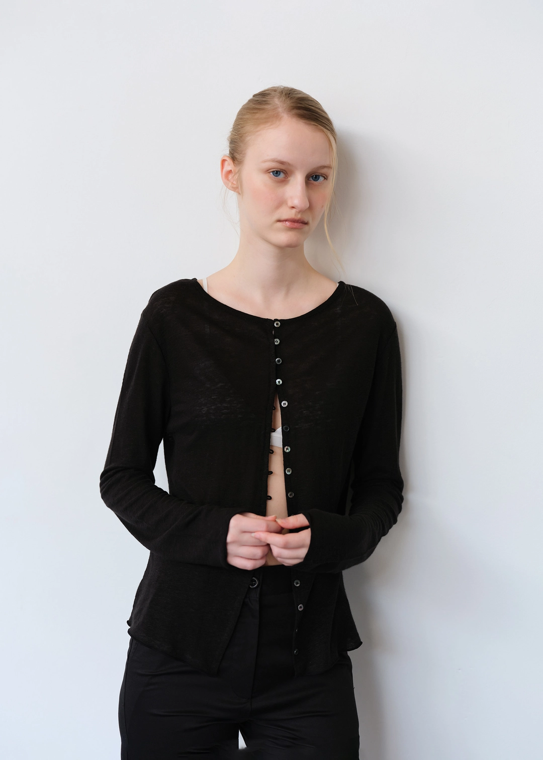 더라이 Linen Long Sleeve Cardigan(Black) 상품 이미지 1