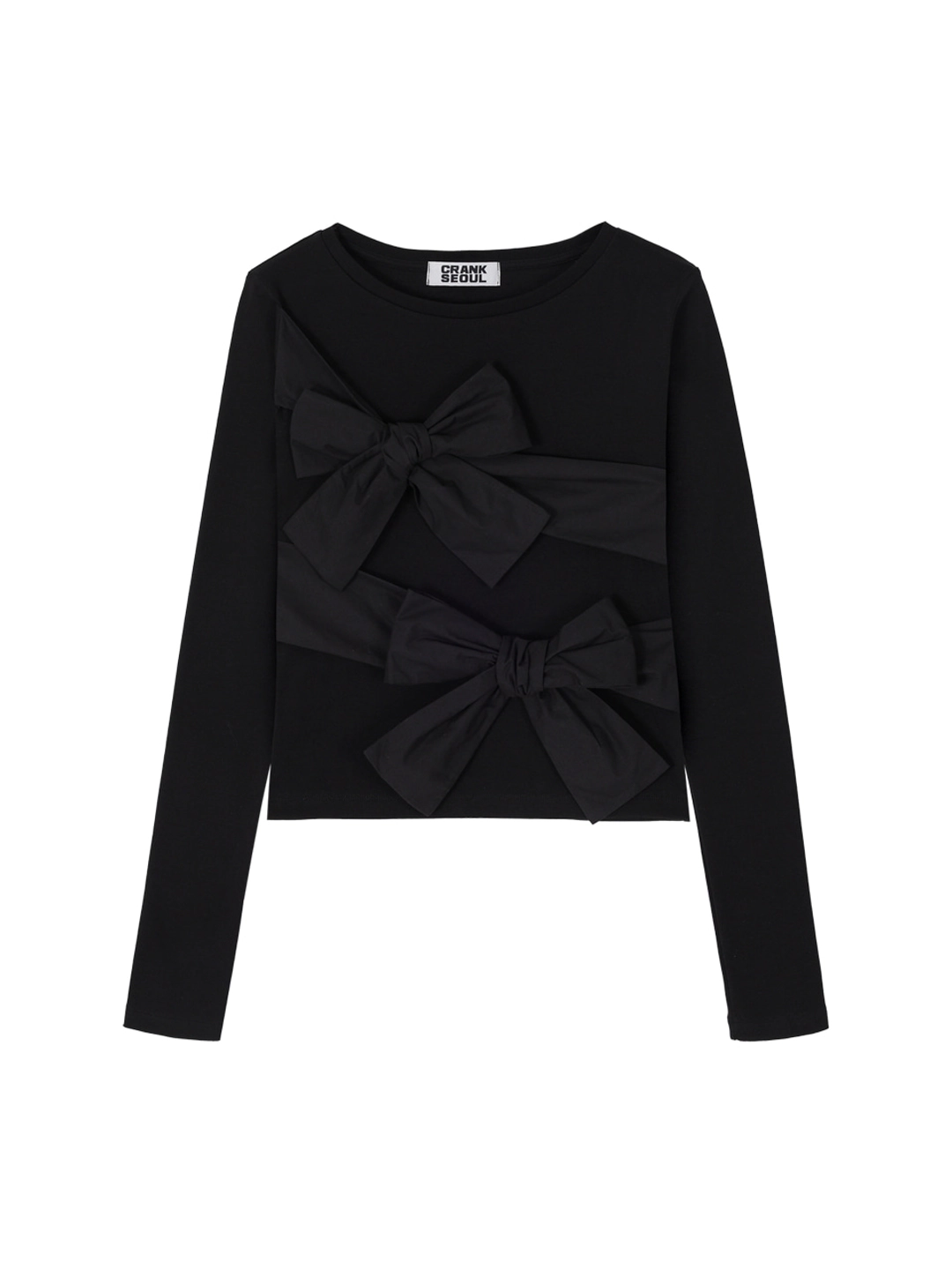 크랭크 DOUBLE RIBBON-TIED TOP_BLACK 상품 이미지 1