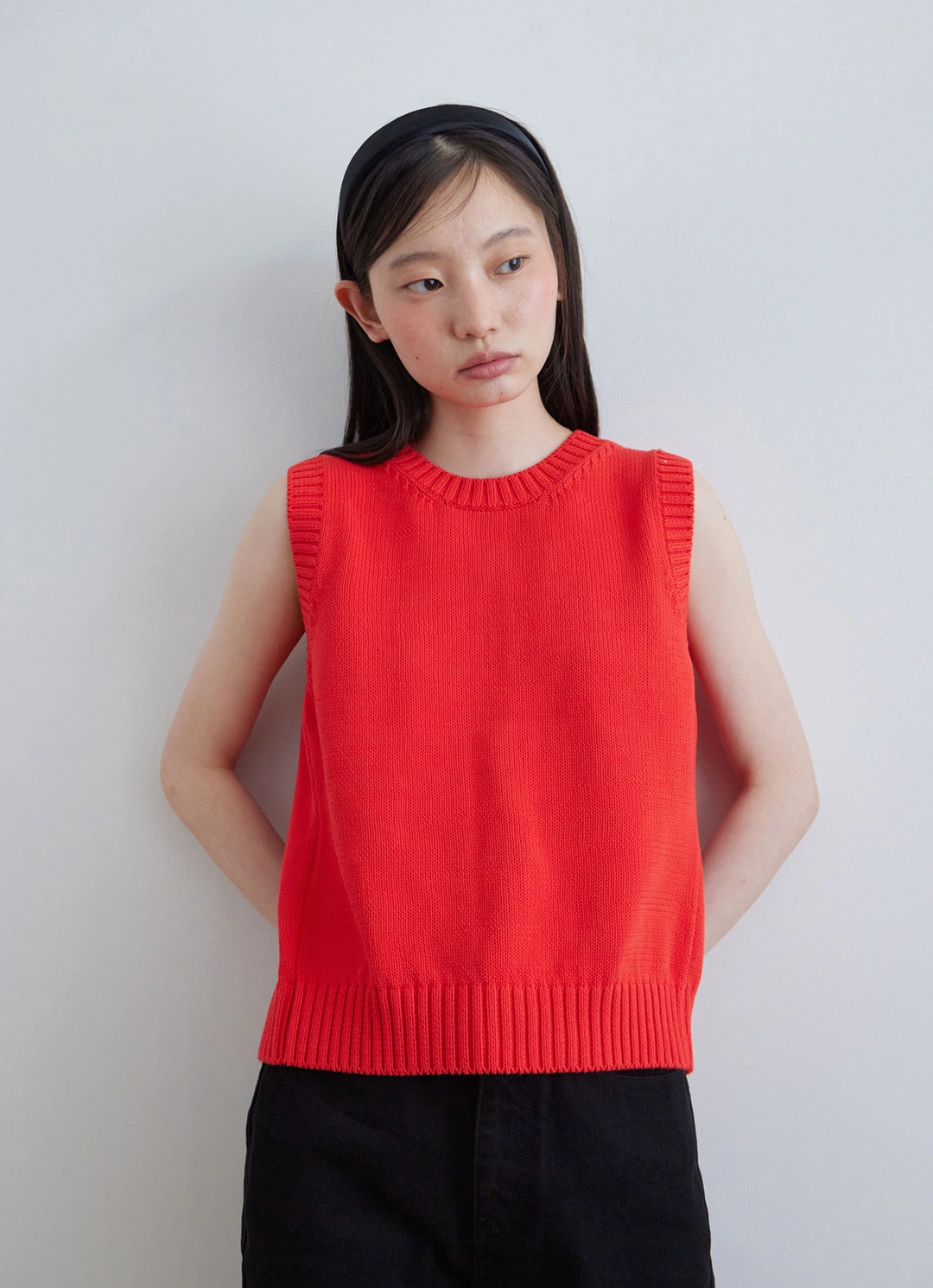 스텝어라운드 Reversible sleeveless cardigan_RED 상품 이미지 2