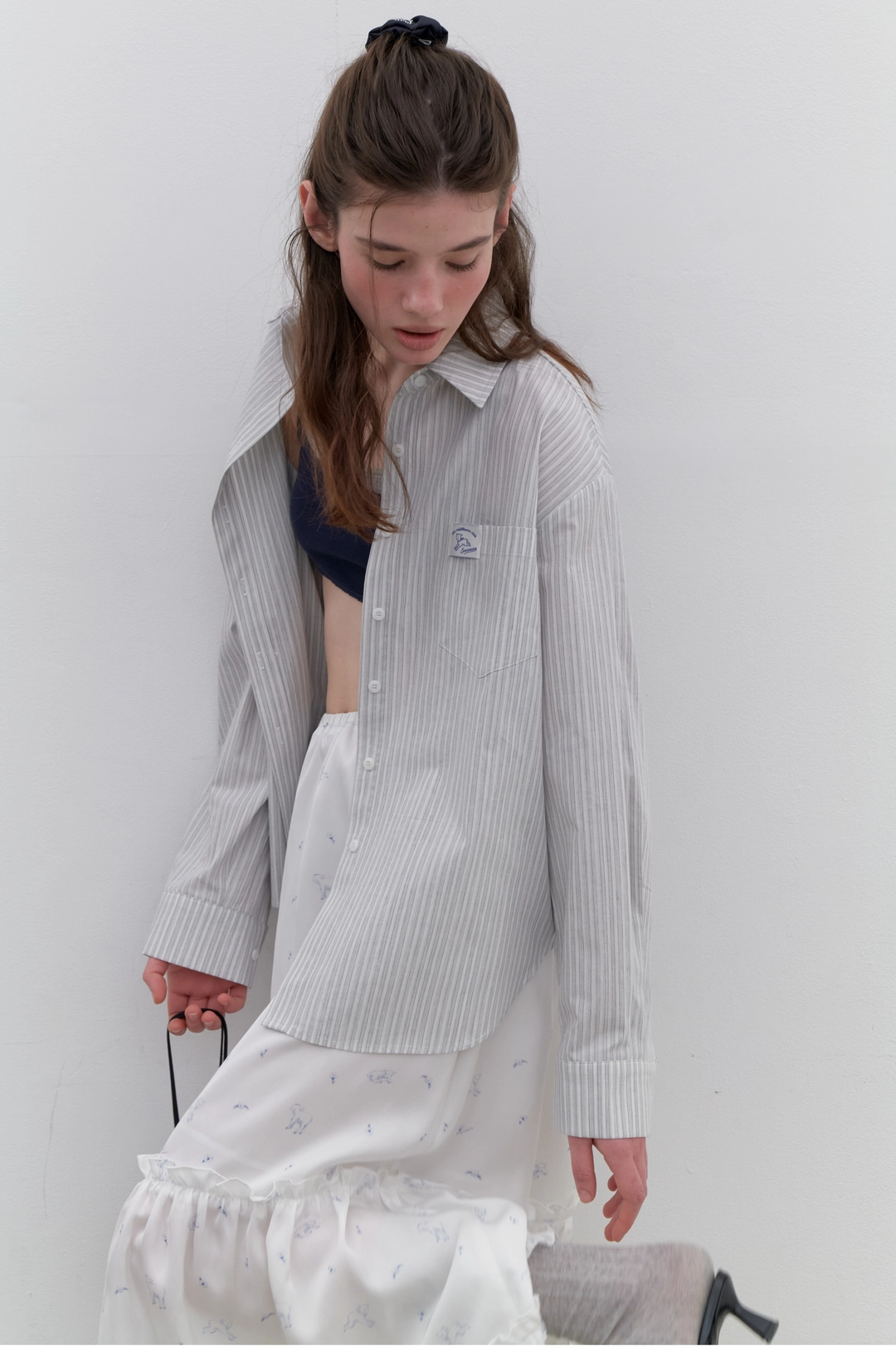 순수 Stripe Club Shirt (Grey) 상품 이미지 1