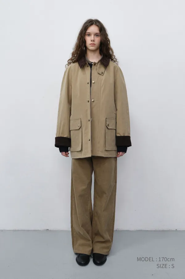 UNISEX WAXED COTTON HUNTING JACKET BEIGE_UDJU6C111I2