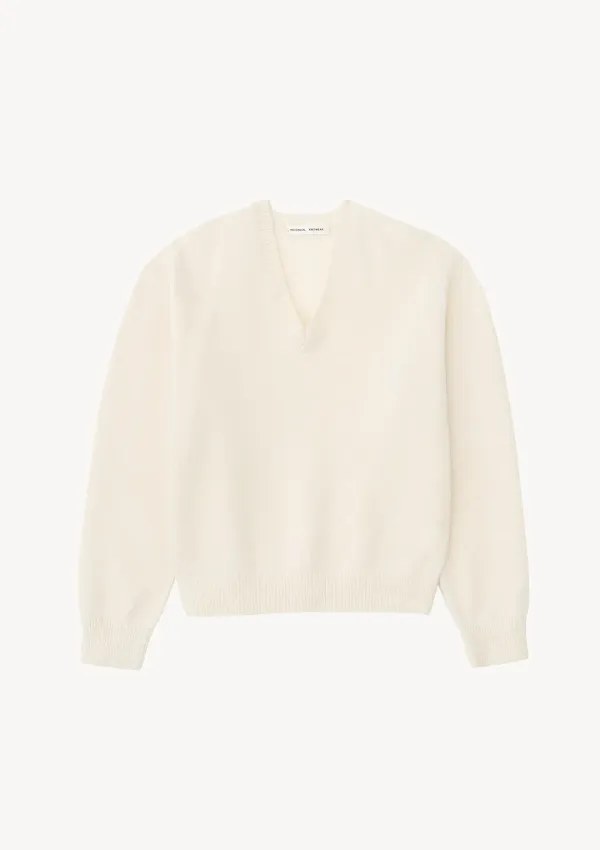 24 Deep V-Neck Knit in Ivory