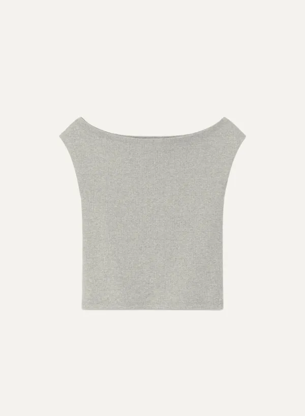 French Sleeve Jersey Top Gray