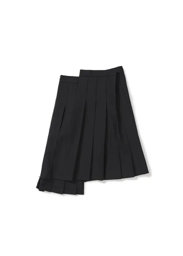 ASYMMETRIC PLEATED SKIRT (BLACK)