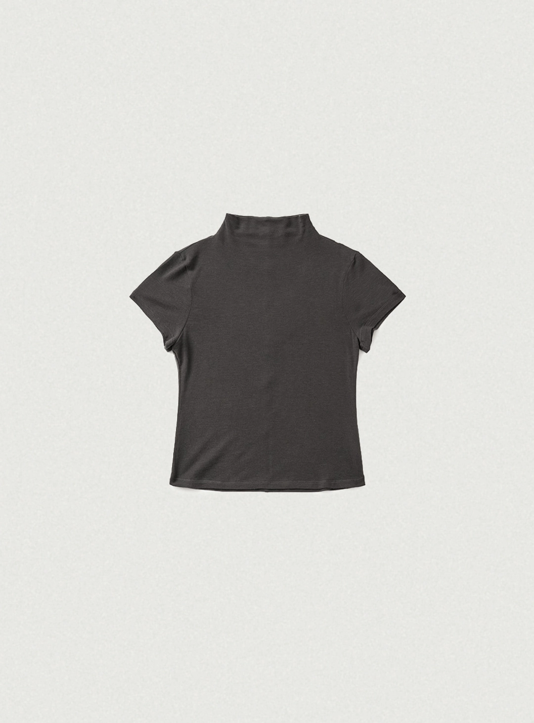 더바넷 Wool Tencel Mock-Neck T-Shirt_Charcoal [9월 중순 순차 배송] 상품 이미지 1