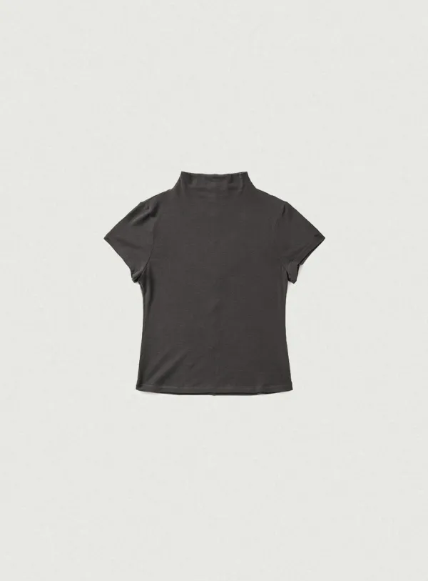 Wool Tencel Mock-Neck T-Shirt_Charcoal [9월 중순 순차 배송]
