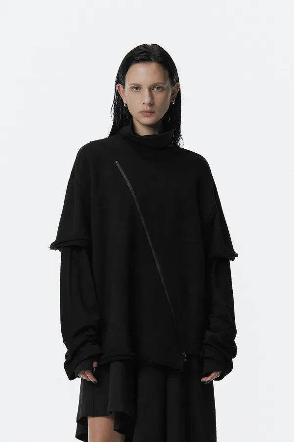 Back-Zip Reversible Long Sleeve [ Black ]