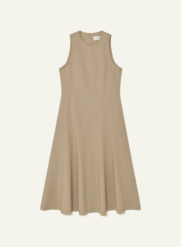 Linen Sleeveless Dress Ash-Khaki