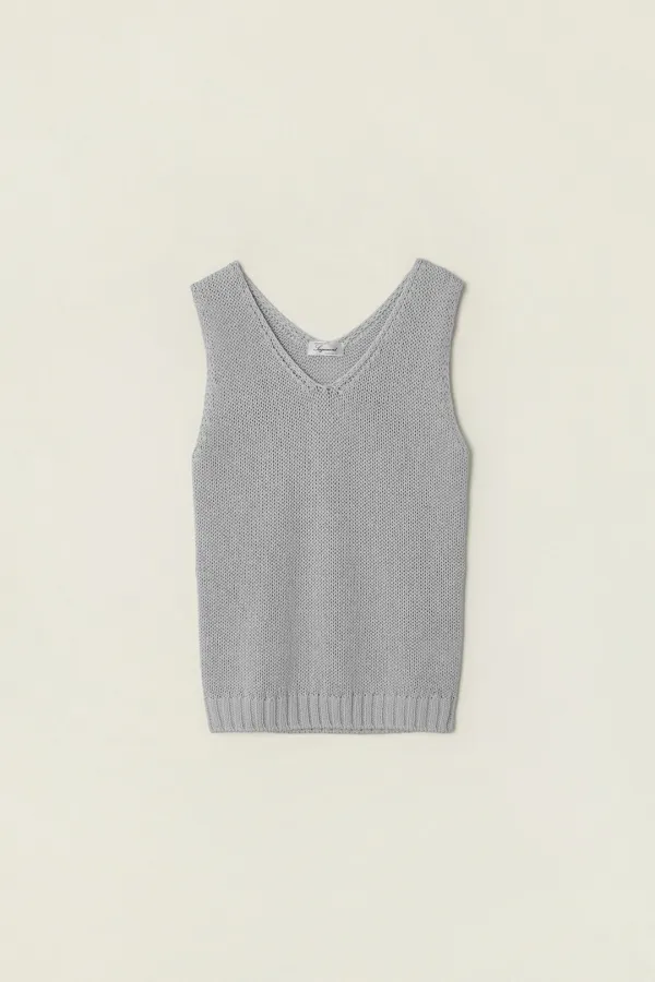 MORIN V-NECK SLEEVELESS KNIT_GRAY