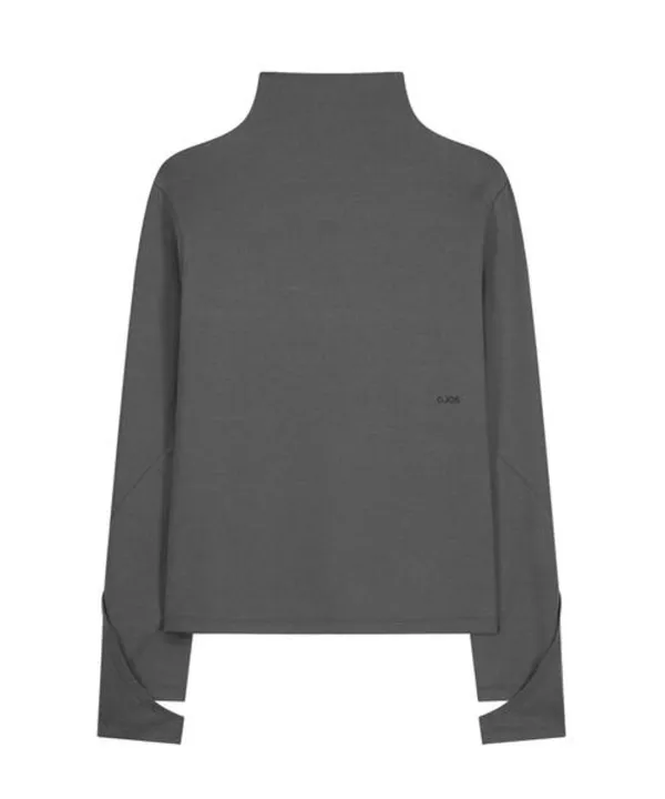 Mock Neck Tee / Charcoal