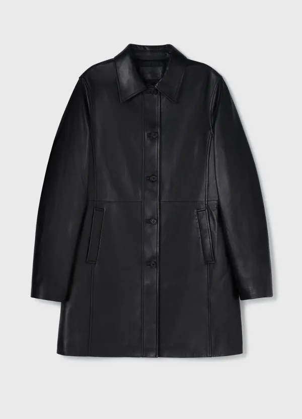 Classic Half Leather Jacket / Black