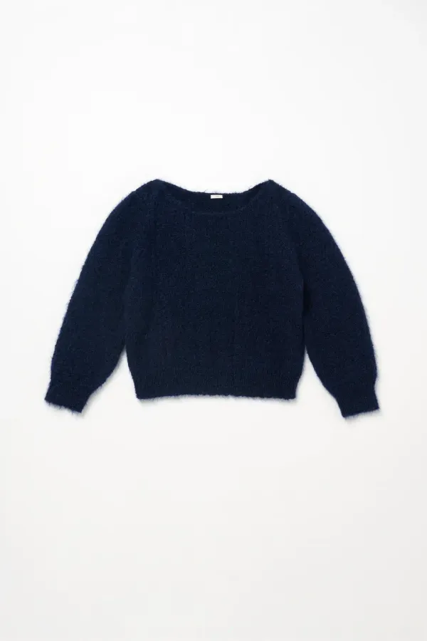 Via Canallo mohair knit top (Navy)