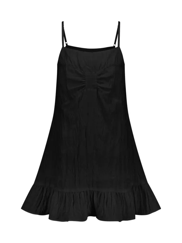 WRINKLE RIBBON ONE-PIECE (BLACK)