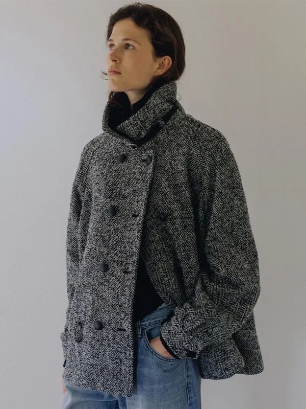 Blair Belted Short Coat_Herringbone