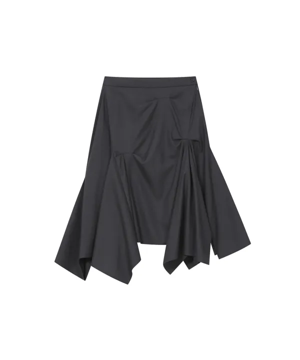 [레이 PICK] Asymmetric draped skirt CHARCOAL