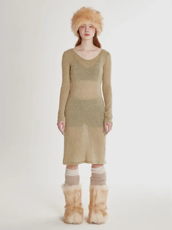 WOOL LAYERED DRESS_OLIVE GREEN
