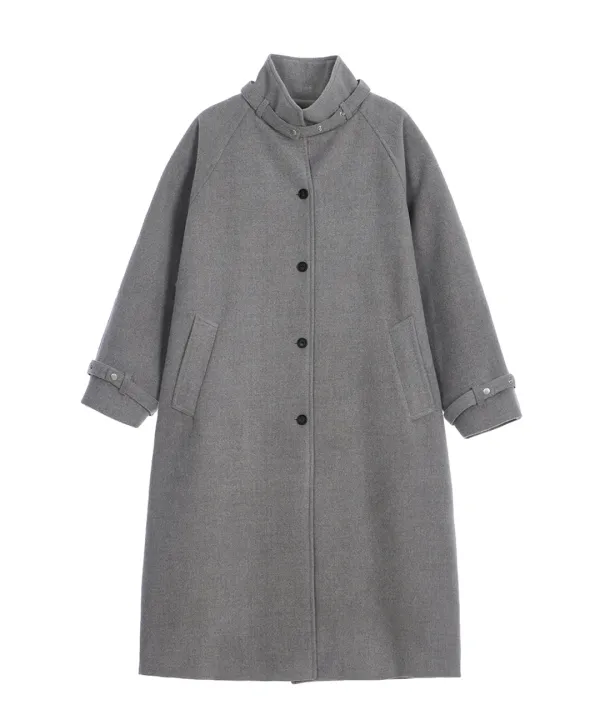 Half-neck Overfit Long Coat [Gray]