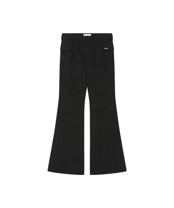 Side pocket bootscut pants BLACK