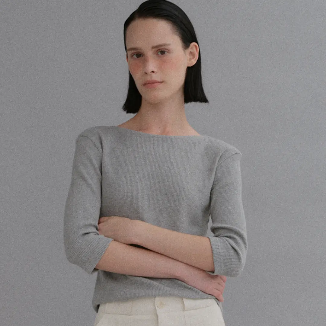 베이오드 Back point waffle T-shirt_gray 상품 이미지 1