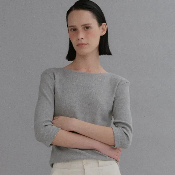 Back point waffle T-shirt_gray