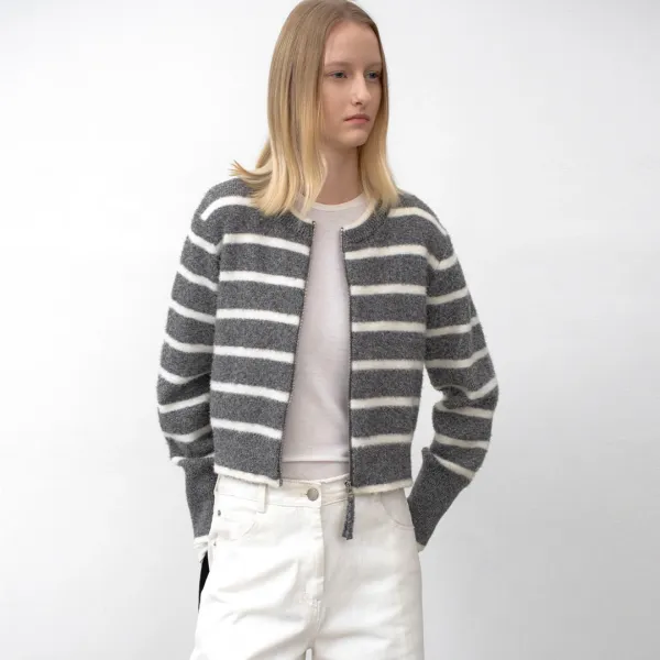 (Z-CD-2176)ESSENTIAL SAGE STRIPE CARDIGAN