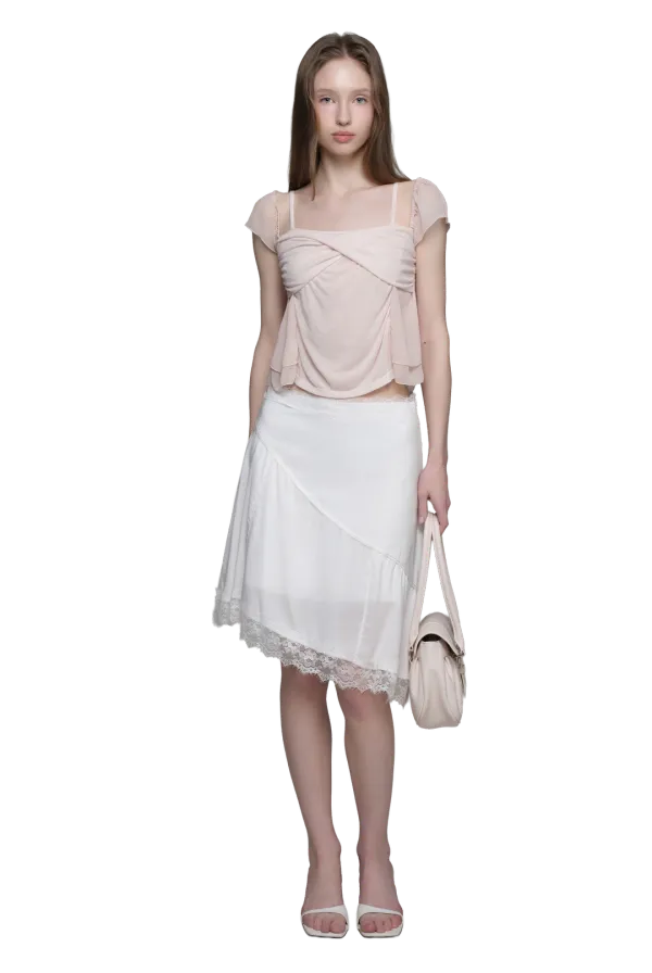 [leantrbl X kleesier] Pure bloom drape top, Pink