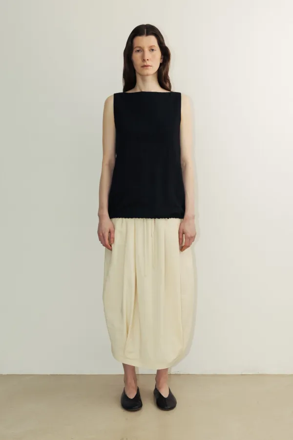 Two-Way String sleeveless Blouse _black