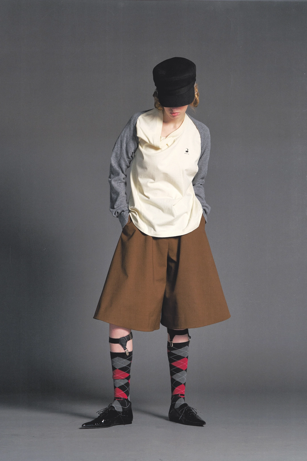 푸쉬버튼 PF26 BROWN FLARE BERMUDA PANTS 상품 이미지 1