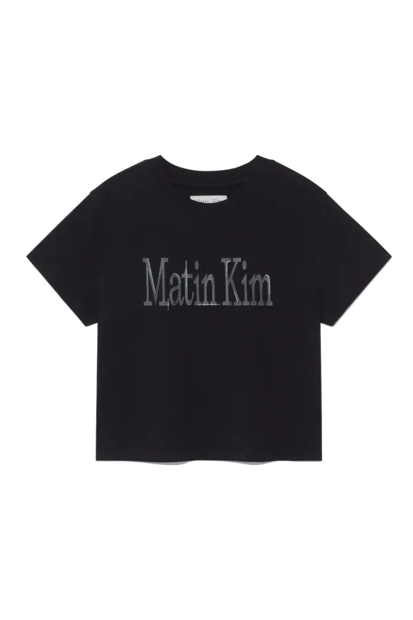 PATTERN ARTWORK LOGO CROP TOP IN BLACK
