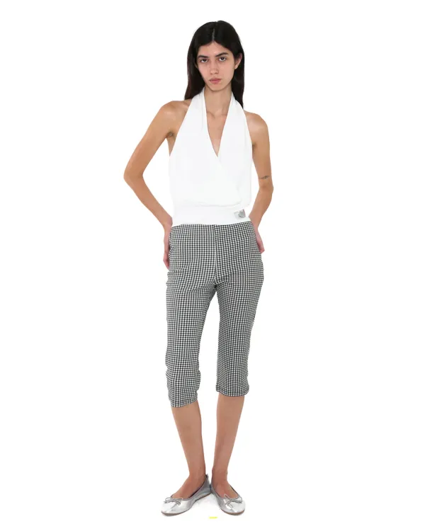 GINGHAM CAPRI PANTS, BLACK