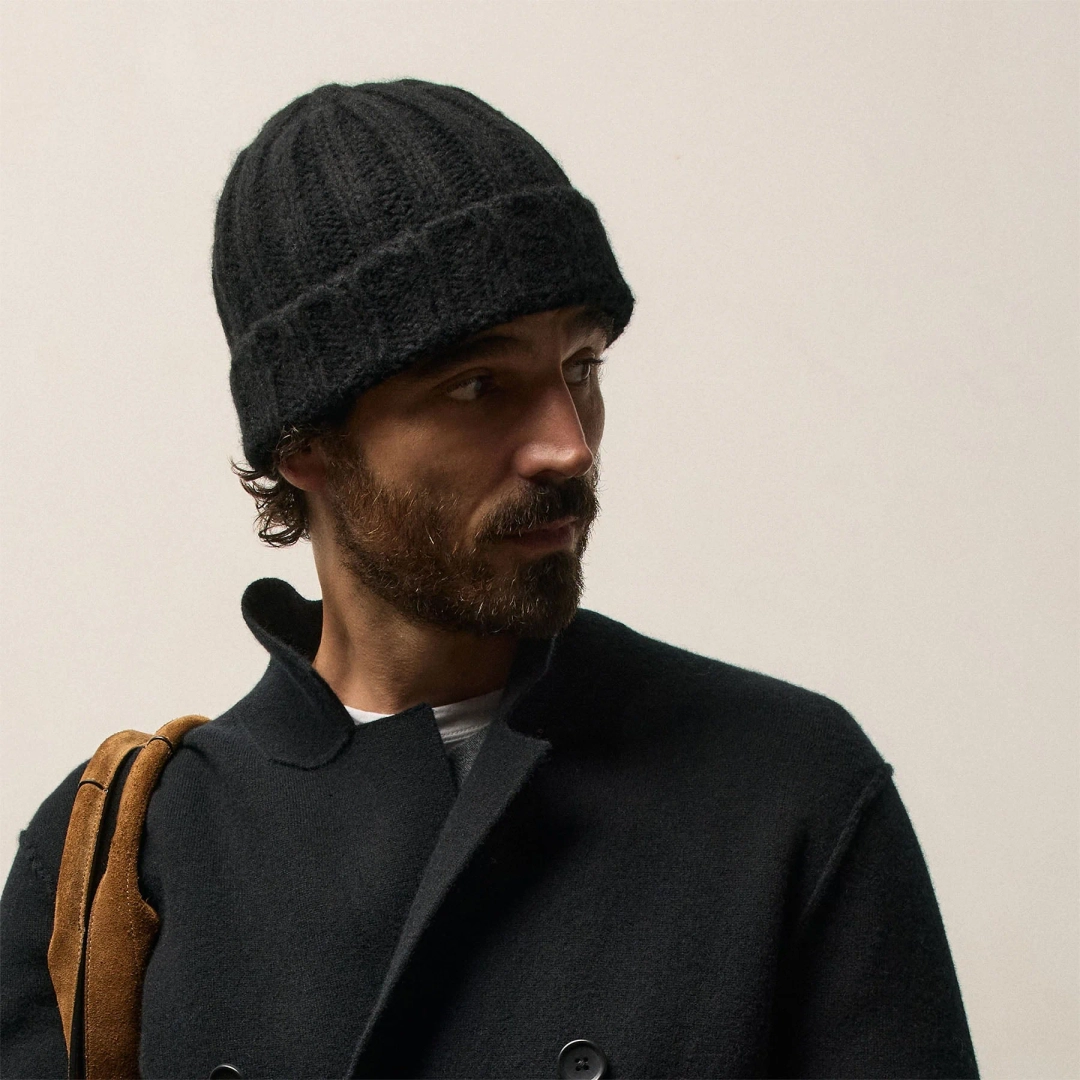 제임스펄스 Lightweight Textured Cashmere Beanie - True Black 상품 이미지 3