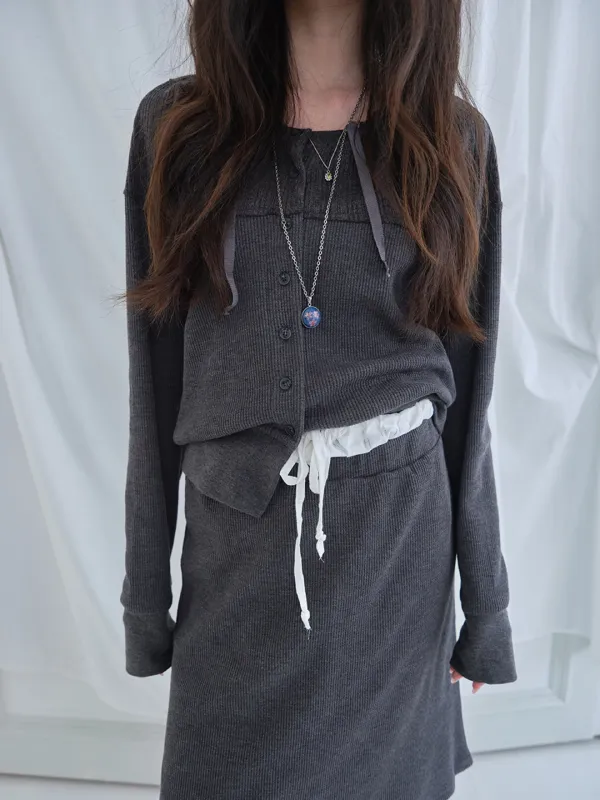 [2차 입고]Bloom Neckline Cardigan (Charcoal)