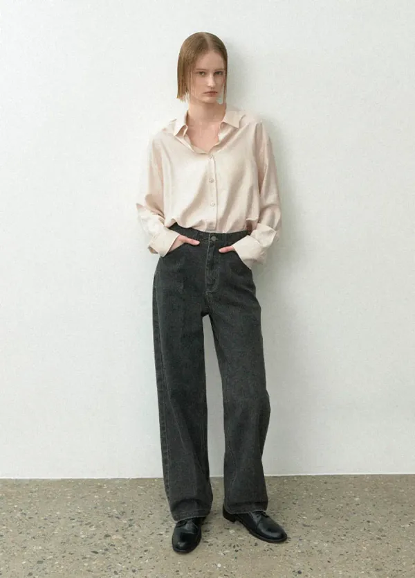 (BL-4294)ESSENTIAL SILKY TUCK SHIRT