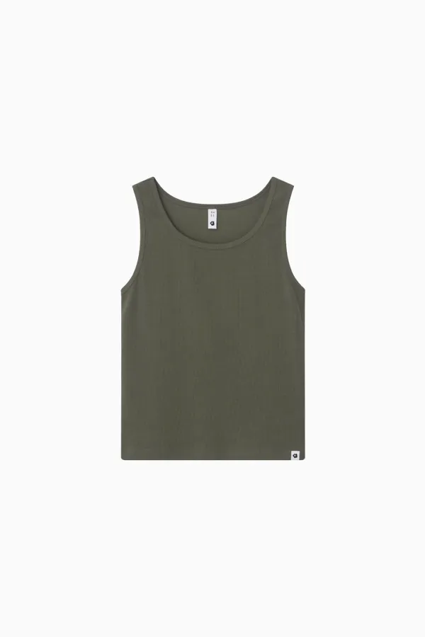 BASIC U-NECK SLEEVELESS, KHAKI