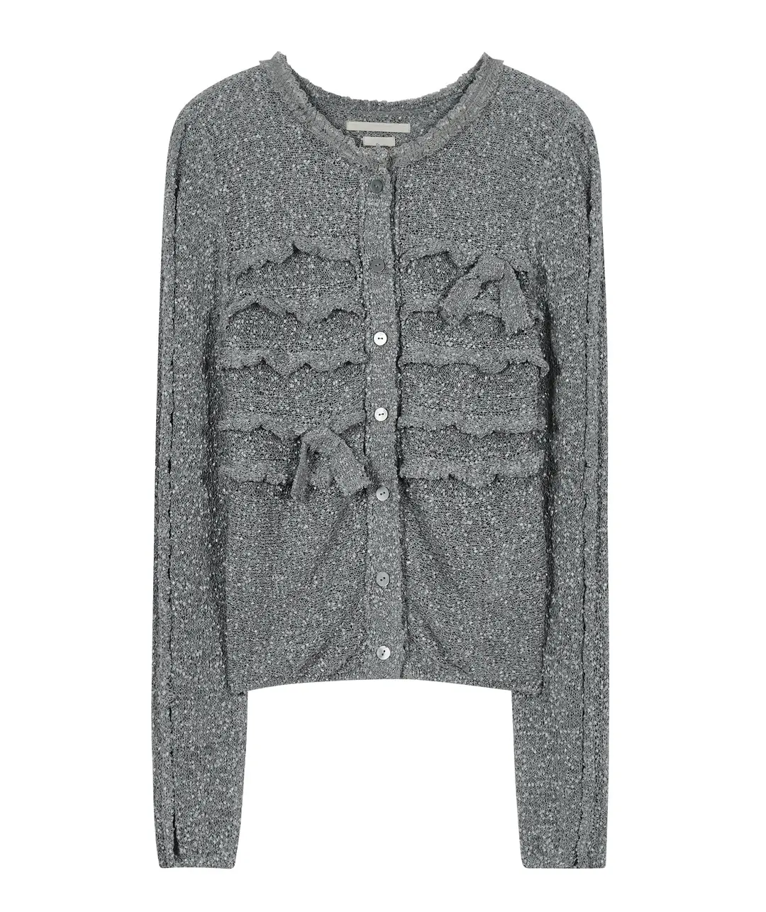 타입서비스 Fuzzy Ruffled Ribbon Cardigan [Gray] 상품 이미지 1