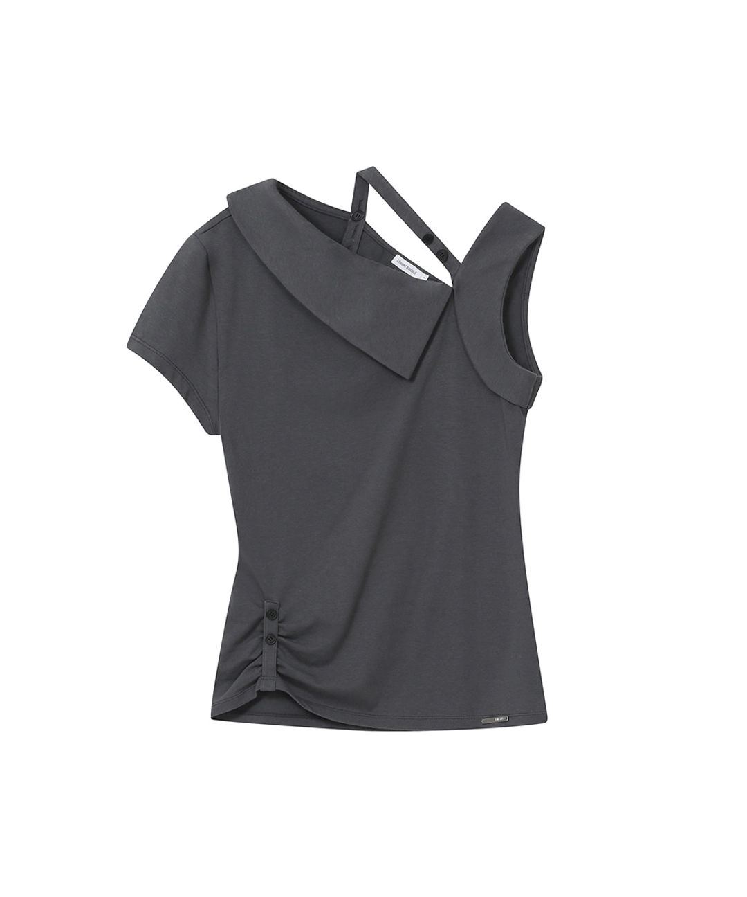 미세키서울 Shoulder strap unbalance top CHARCOAL 상품 이미지 1