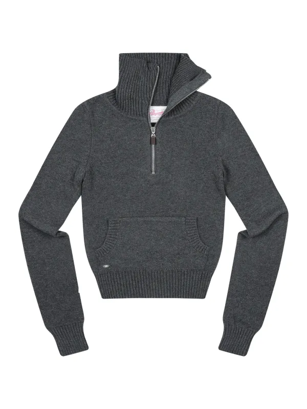 Half Zip-Up Knit T