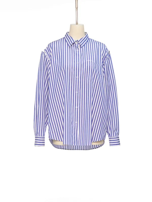 SS26 BLUE STRIPE WIRE-SLEEVE OVERSIZED SHIRT