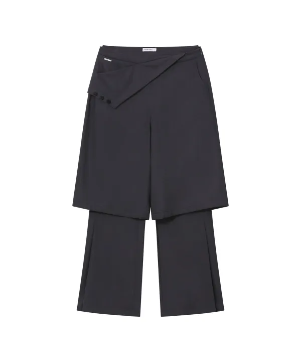 Flip bermuda layered pants SET CHARCOAL