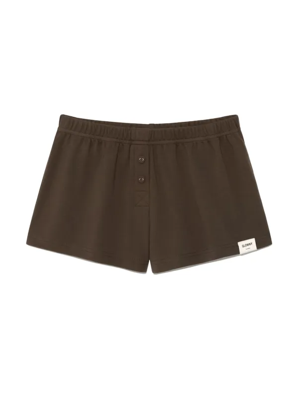 BUTTON FLY MINI SHORTS (CHOCO)