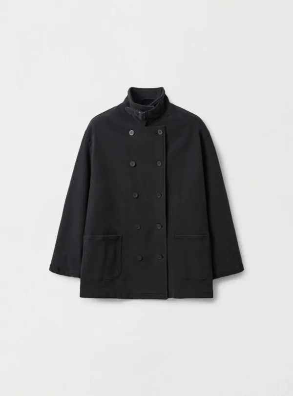 [3RD] WASHED COTTON DOUBLE-BREASTED JACKET - CHARCOAL