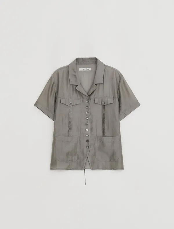 SILKY HALF SLEEVE SHIRT [GREY]