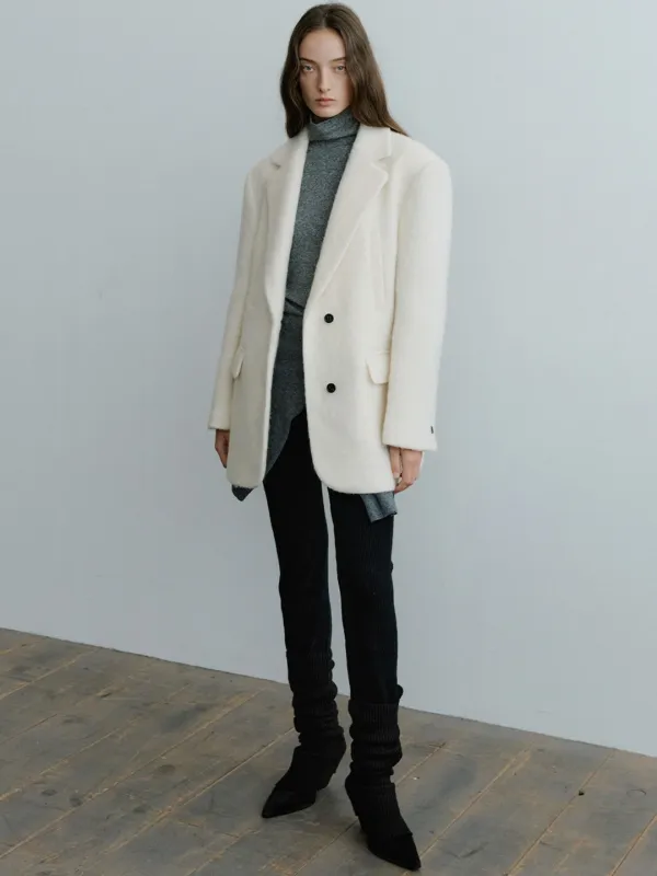Scarlet wool half Jacket [KNFW08JK03]_Ivory