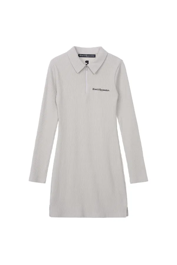 RR HALF ZIP-UP DRESS - LIGHT GREY